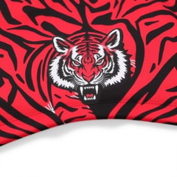 sports attire with tiger pattern, featuring a base color scheme of red, black, and white