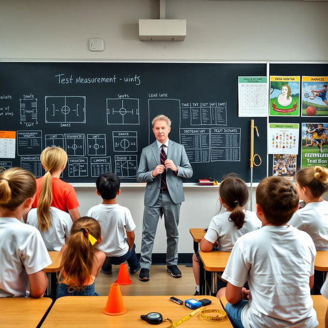 A classroom setting dedicated to teaching test measurement and evaluation techniques in physical education and sports