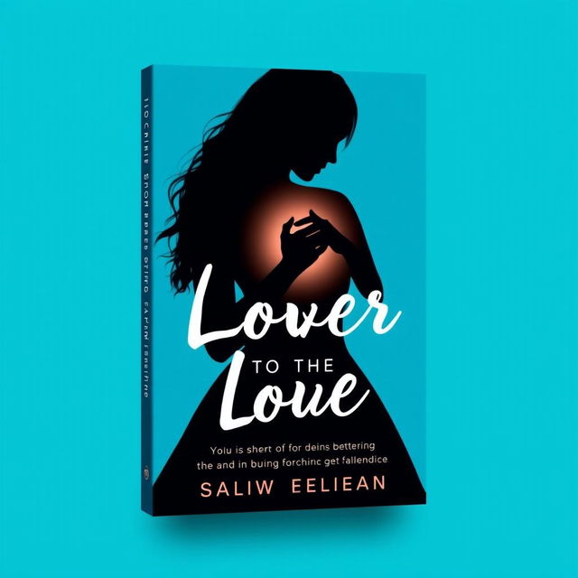book cover featuring a silhouette of a woman touching her heart, cyan blue background
