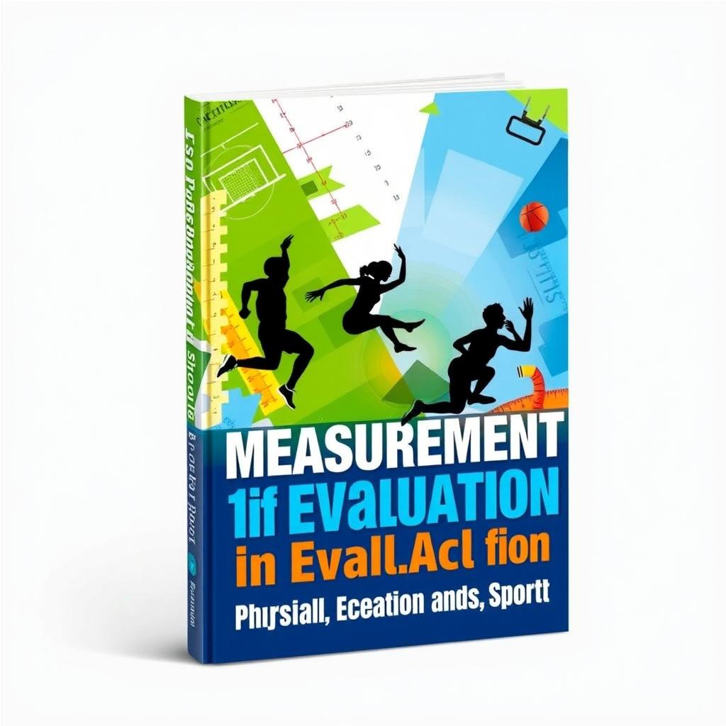 An engaging and dynamic book cover for 'Test Measurement and Evaluation in Physical Education and Sports'