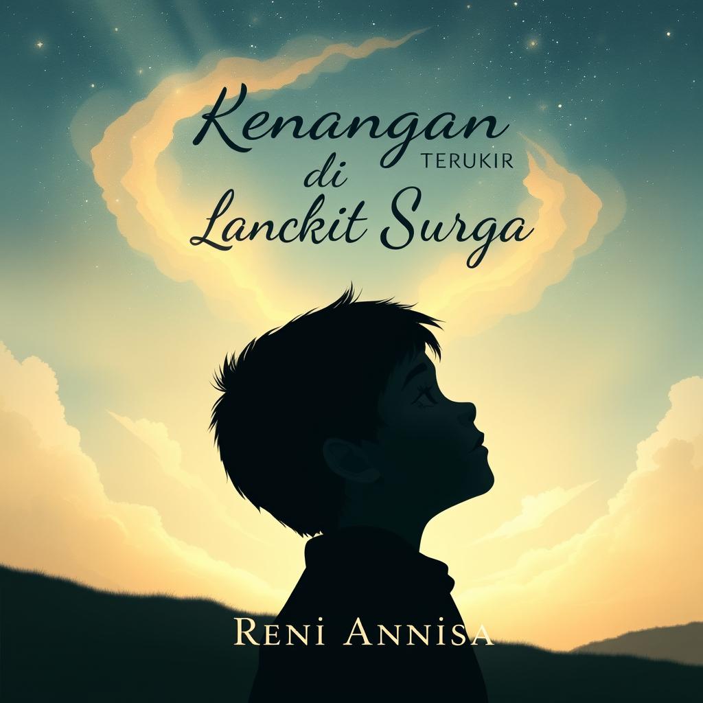 A touching book cover for 'Kenangan Terukir di Langit Surga' by Reni Annisa