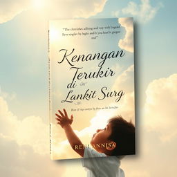 A poignant and emotionally evocative book cover for the title "Kenangan Terukir Di Langit Surga" by Reni Annisa