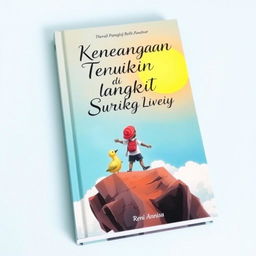 Cover buku dengan langit cerah di latar belakang, menampilkan seorang anak laki-laki berdiri di pinggir pantai, menatap ke arah langit