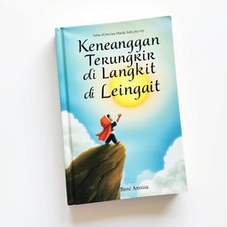 Cover buku dengan langit cerah di latar belakang, menampilkan seorang anak laki-laki berdiri di pinggir pantai, menatap ke arah langit