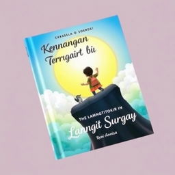 Cover buku dengan langit cerah di latar belakang, menampilkan seorang anak laki-laki berdiri di pinggir pantai, menatap ke arah langit