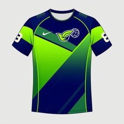 A men's volleyball jersey design, showcasing dynamic patterns and vibrant colors