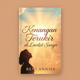 A captivating book cover design for the novel "Kenangan Terukir di Langit Surga" by Reni Annisa