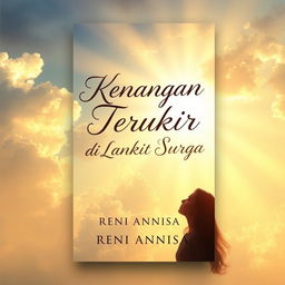 A captivating book cover design for the novel "Kenangan Terukir di Langit Surga" by Reni Annisa