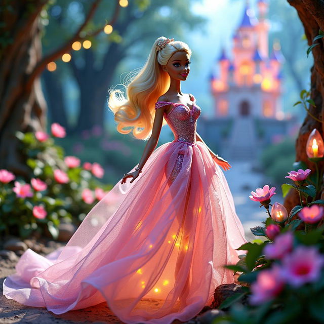 A uniquely styled Barbie poster that captures a whimsical and magical aesthetic