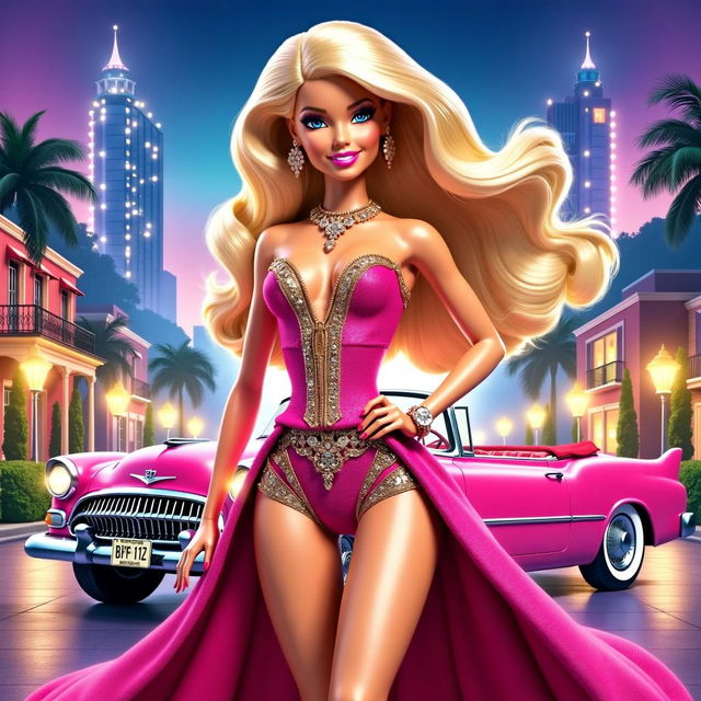 An exquisitely detailed Barbie-themed poster, epitomizing the glamour and style of Barbie