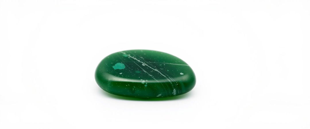 A single piece of green aventurine displayed on a pure white background