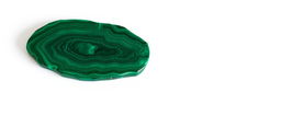 A single piece of malachite resting on a clean white background