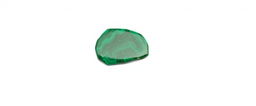 A single piece of malachite resting on a clean white background