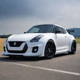 A Suzuki Swift sport car hybridized with the audacious, high-performance aesthetics of a Devel Sixteen, leading to an eye-catching compact supercar concept