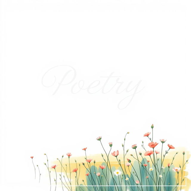 A beautifully illustrated cover for a poetry book with elegant calligraphy and soft watercolor backgrounds