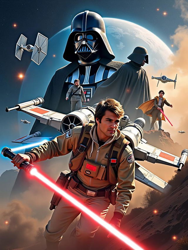 A high-definition Star Wars themed poster featuring a thrilling scene from the Star Wars universe