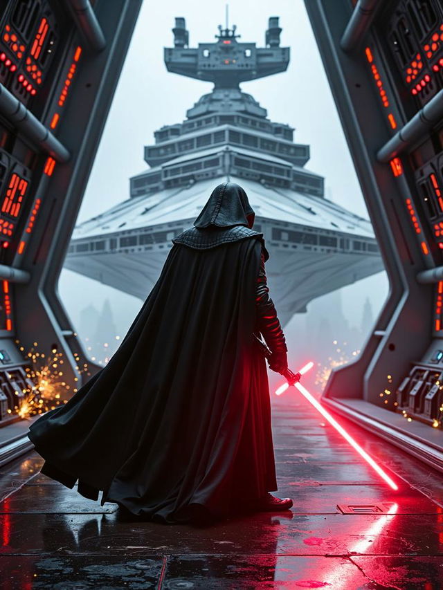 A captivating high-definition Star Wars themed poster featuring a prominent character from the Star Wars universe