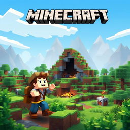 A lively Minecraft scene featuring a young boy character exploring a vibrant blocky landscape