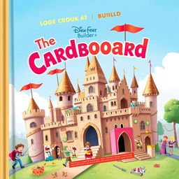 A vibrant and playful book cover illustration for "The Cardboard Kingdom" by Box Fort Builder