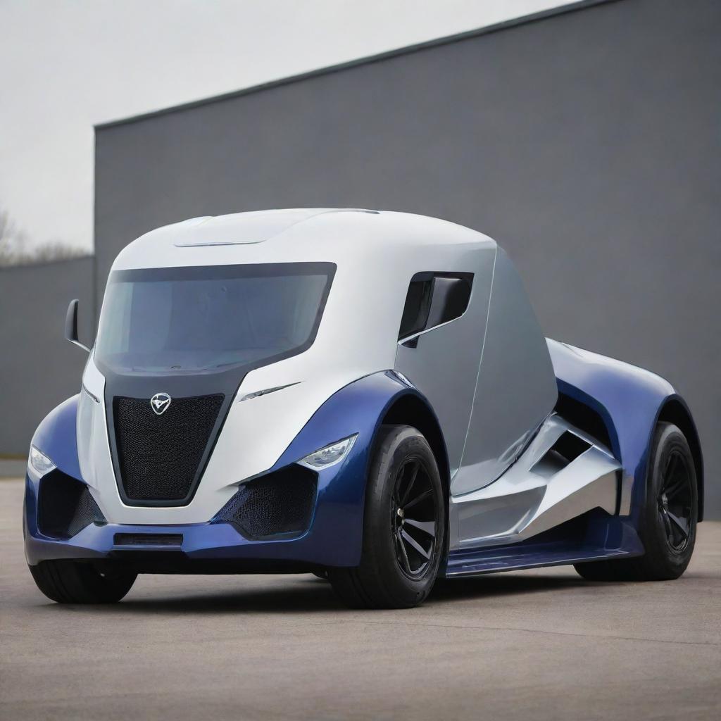 A creative fusion of a heavy-duty MAN truck with the bold, high-performance attributes of a Devel Sixteen, forming a ground-breaking and intense super truck concept