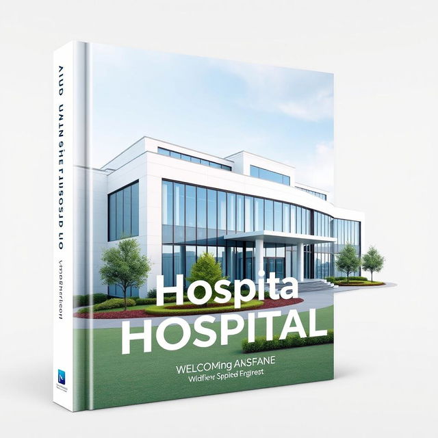 A sleek and modern book cover design featuring a contemporary hospital building