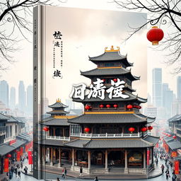 A captivating book cover design showcasing a fusion of traditional and modern architecture with a Guangdong city castle