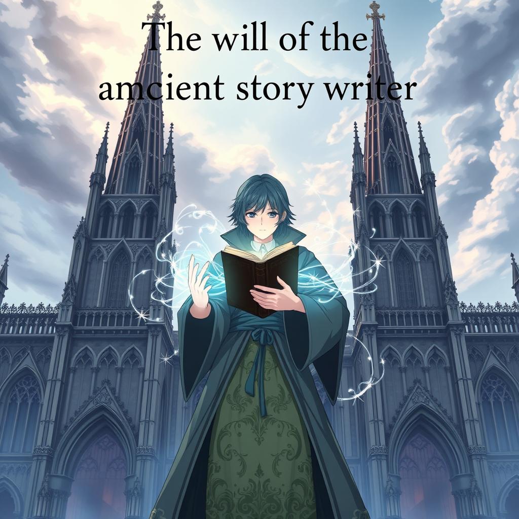 Anime poster featuring Gothic Revival architecture in a rapidly growing city