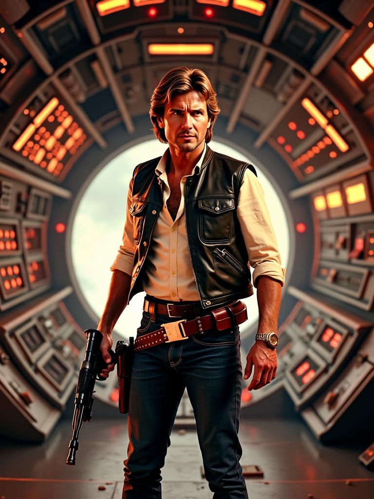 A stunning high-definition Star Wars themed poster featuring Han Solo in incredible detail