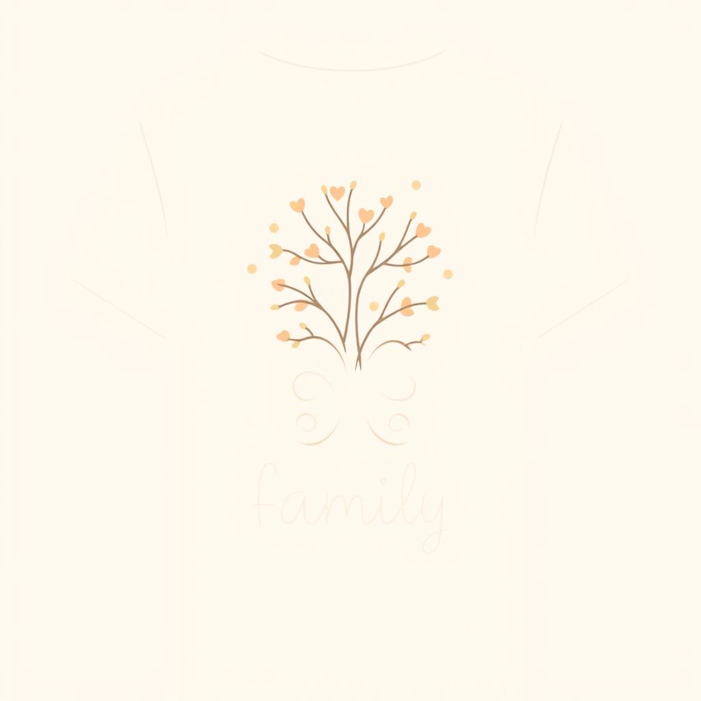 Family t-shirt design for kindergarten student guardians, featuring a simple and elegant aesthetic
