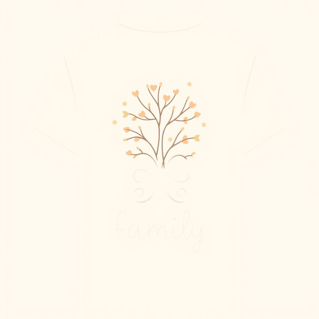 Family t-shirt design for kindergarten student guardians, featuring a simple and elegant aesthetic