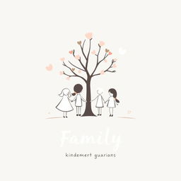 Family t-shirt design for kindergarten student guardians, featuring a simple and elegant aesthetic