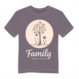 Family t-shirt design for kindergarten student guardians, featuring a simple and elegant aesthetic