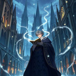 Anime poster featuring Gothic Revival architecture in a rapidly growing city