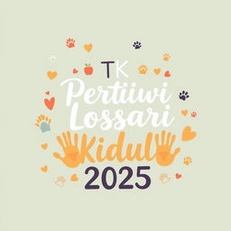 A t-shirt design for parents of kindergarten children, featuring elegant and playful typography that says "TK Pertiwi Losari Kidul 2025"