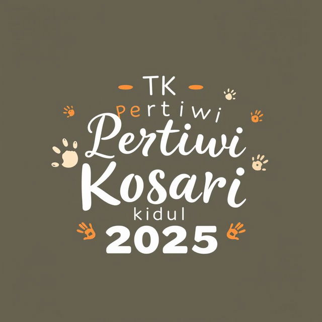 A t-shirt design for parents of kindergarten children, featuring elegant and playful typography that says "TK Pertiwi Losari Kidul 2025"