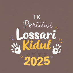 A t-shirt design for parents of kindergarten children, featuring elegant and playful typography that says "TK Pertiwi Losari Kidul 2025"