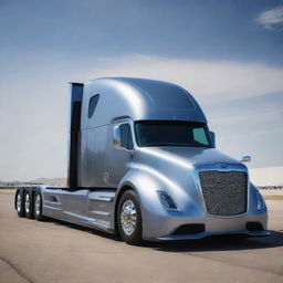 Imagine a robust Freightliner semi-truck combined with the aerodynamic aesthetics and raw power of a Devel Sixteen, leading to an extraordinarily powerful super truck concept