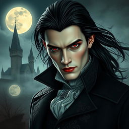 A mysterious and captivating vampire character for the cover of a gothic novel