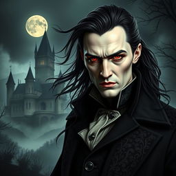 A mysterious and captivating vampire character for the cover of a gothic novel