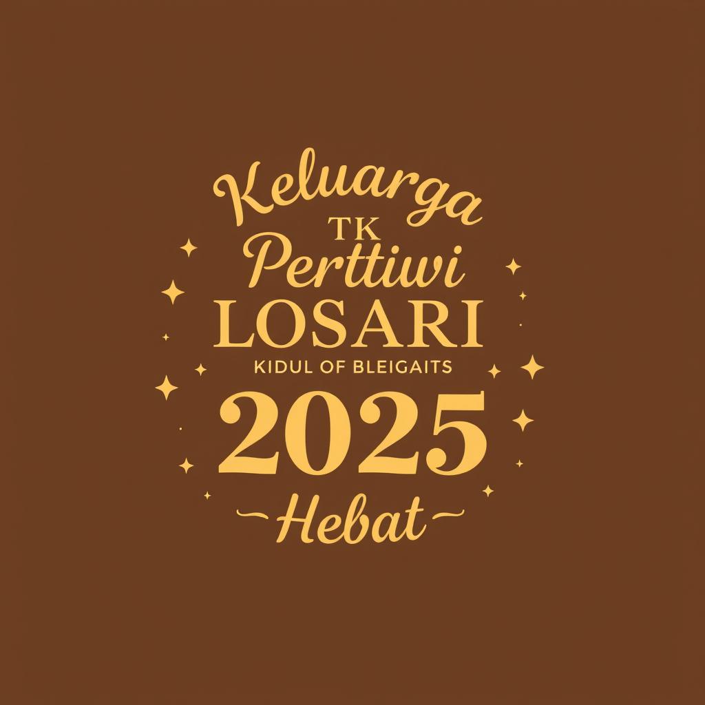 Design a cheerful and elegant t-shirt for parents with the text 'Keluarga TK Pertiwi Losari Kidul Brebes 2025 Hebat'