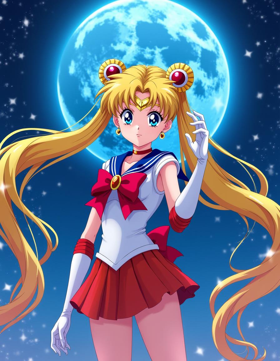 A stunning HD anime poster featuring Sailor Moon in a dynamic pose