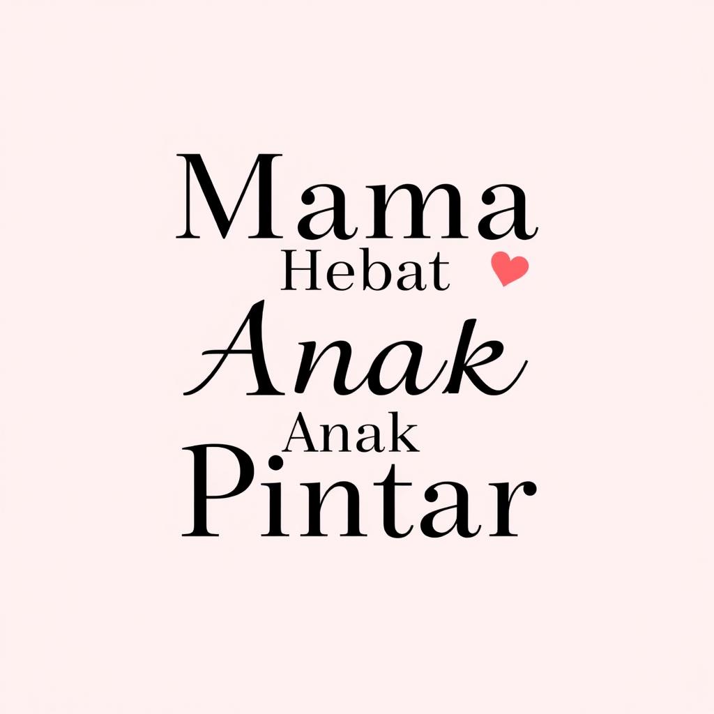 A simple and elegant t-shirt design featuring the phrase 'Mama Hebat, Anak Pintar' in a sleek, modern font