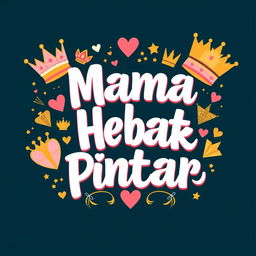 A captivating back design for a t-shirt with a playful yet elegant theme titled 'Mama Hebat, Anak Pintar'