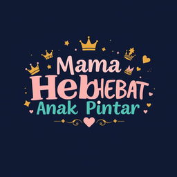 A captivating back design for a t-shirt with a playful yet elegant theme titled 'Mama Hebat, Anak Pintar'