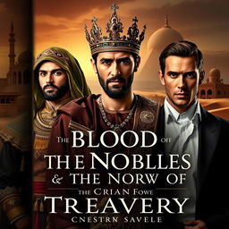 An evocative book cover for the historical novel "The Blood of the Nobles and the Crown of Treachery," set in Egypt in the year 1700 within a Muslim country