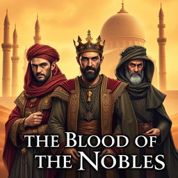 An enthralling book cover for the novel "The Blood of the Nobles," set in Egypt during the year 1700 in a Muslim country