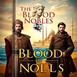 A stunning book cover for "The Blood of the Nobles," a historical novel set in Egypt circa 1700 in a Muslim country