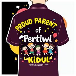 A playful and colorful t-shirt back design for the parents of Pertiwi Losari Kidul kindergarten