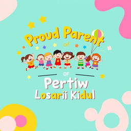 A playful and colorful t-shirt back design for the parents of Pertiwi Losari Kidul kindergarten