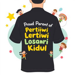 A playful and colorful t-shirt back design for the parents of Pertiwi Losari Kidul kindergarten